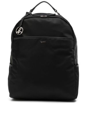 agnès b. logo-plaque zip-fastening backpack - Black