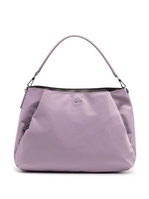 agnès b. logo-plaque zip-up satchel bag - Purple