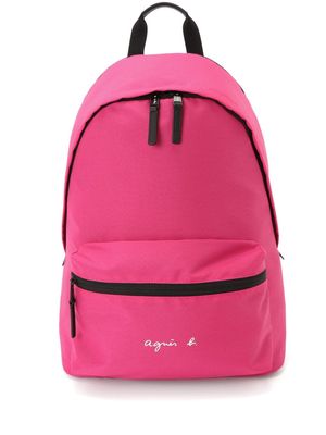 agnès b. logo-print canvas backpack - Pink