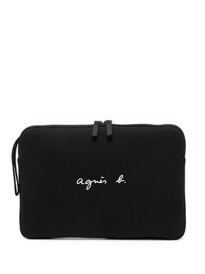 agnès b. logo-print laptop bag - Black