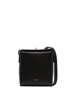 agnès b. logo-print leather crossbody bag - Black