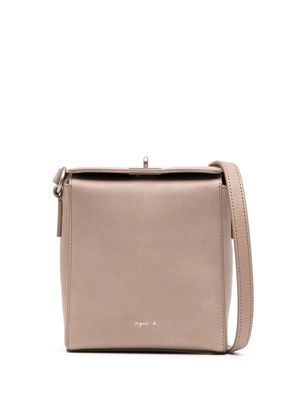 agnès b. logo-print leather crossbody bag - Pink