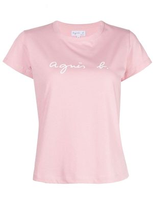 agnès b. logo-print short-sleeved T-shirt - Pink