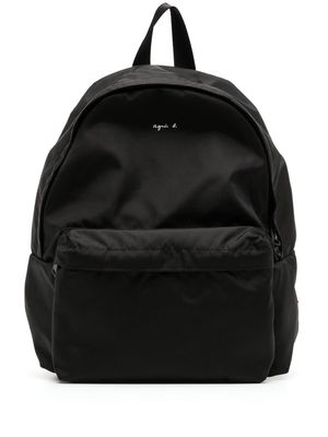 agnès b. logo-print zip-fastening backpack - Black