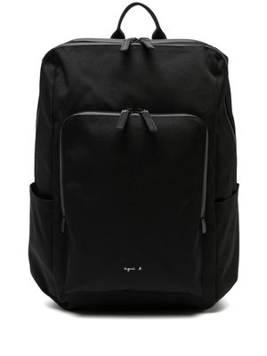 agnès b. logo-print zip-up backpack - Black