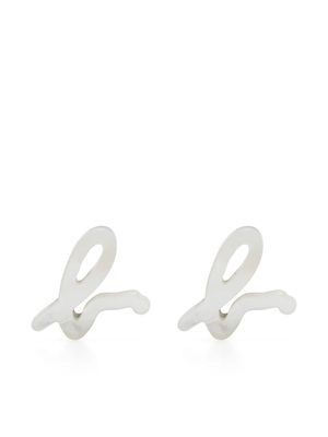 agnès b. logo stud earrings - White