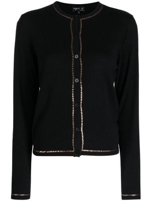 agnès b. Paillettes fine-knit cardigan - Black