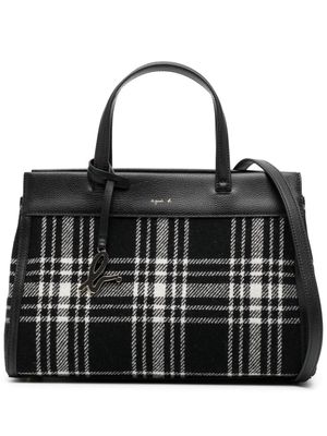 agnès b. plaid-check wool crossbody bag - Black