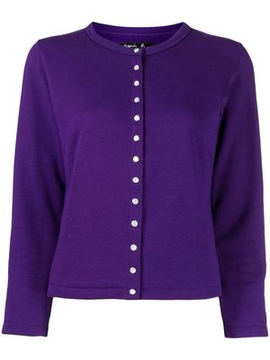 agnès b. press-stud cotton cardigan - Purple