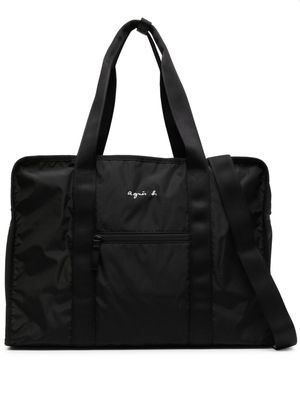 agnès b. rectangular logo-print luggage - Black