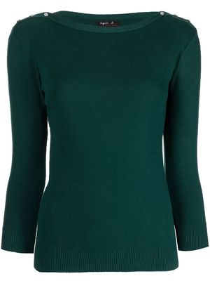 agnès b. ribbed-knit long-sleeved T-shirt - Green