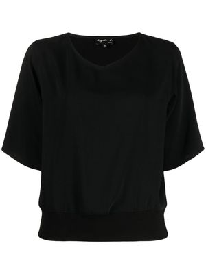 agnès b. ribbed-trim short-sleeve T-shirt - Black