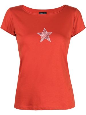 agnès b. star-print cotton T-shirt - Orange