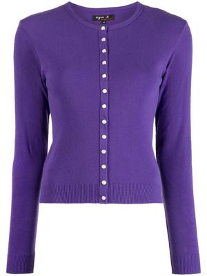 agnès b. Swing Nacre fine-knit cardigan - Purple