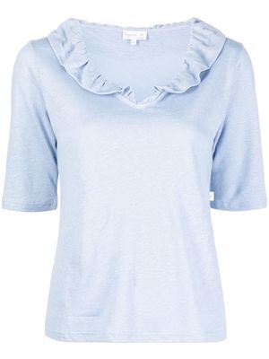 agnès b. Tace ruffle-collar T-shirt - Blue
