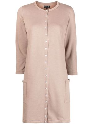 agnès b. three-quarter sleeve mini shirt dress - Neutrals