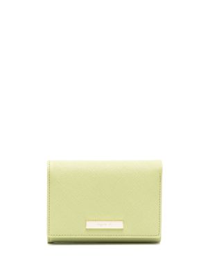 agnès b. tri-fold pebbled leather wallet - Green