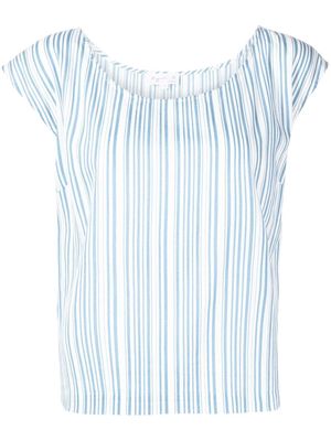 agnès b. vertical-stripe short-sleeve blouse - Blue