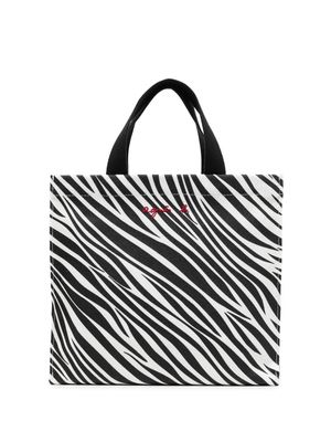 agnès b. zebra-print canvas tote bag - Black