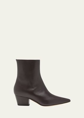 Agnetapla Leather Zip Ankle Boots