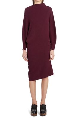 Agnona Asymmetric Cashmere Rib Midi Sweater Dress in L75-Tannico