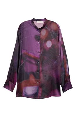 Agnona Big Bang Print Button-Up Shirt in 758-Tannico