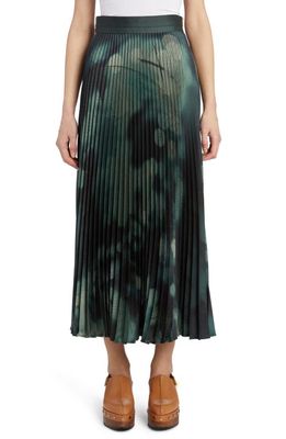 Agnona Big Bang Print Pleated Midi Skirt in 924-Pine Tree
