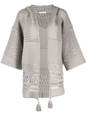 Agnona crochet knit cardi-coat - Grey