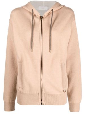 Agnona fine-knit zipped hoodie - Brown