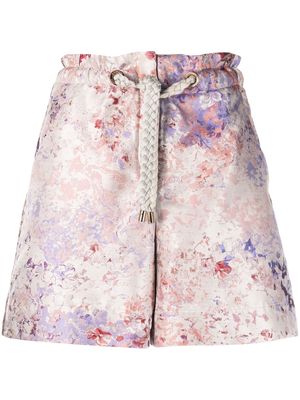 Agnona floral-print wide-leg shorts - Pink