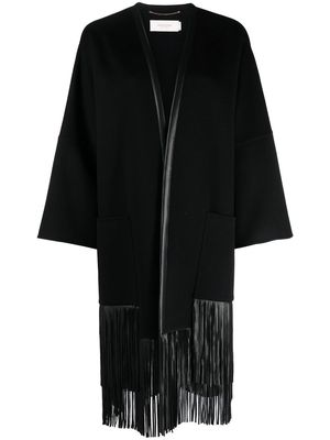 Agnona fringed knitted cardi-coat - Black