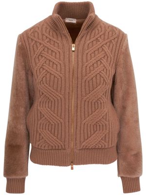 Agnona high-neck cashmere jacket - Brown