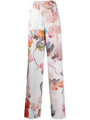 Agnona high-rise floral-print wide-leg trousers - Neutrals