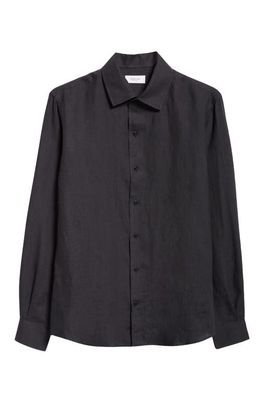 Agnona Linen Button-Up Shirt in Black