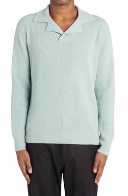 Agnona Men's Johnny Collar Long Sleeve Cashmere Polo Sweater in Giada Light