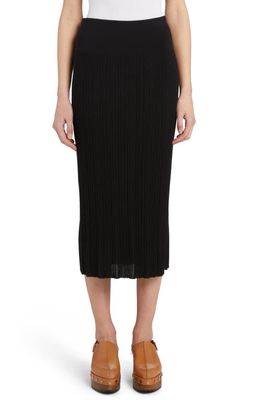Agnona Microribbed Cashmere & Silk Midi Skirt in K09-Black
