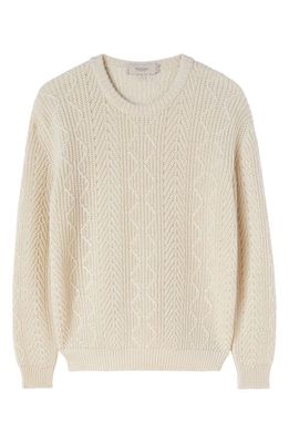 Agnona Mixed Stitch Linen & Cotton Sweater in Chalk