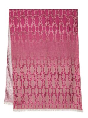 Agnona monogram jacquard fringed scarf - Pink