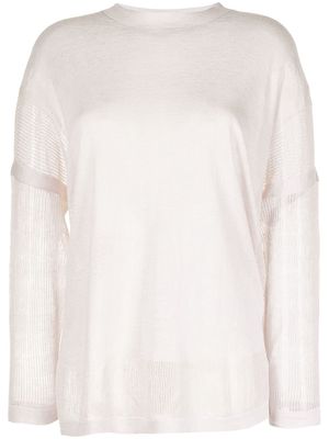 Agnona pointelle-knit long-sleeve jumper - Neutrals