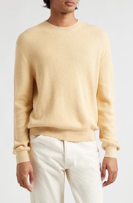 Agnona Ribbed Cotton & Cashmere Crewneck Sweater in Apricot