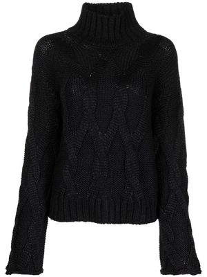Agnona roll-neck cable-knit jumper - Black