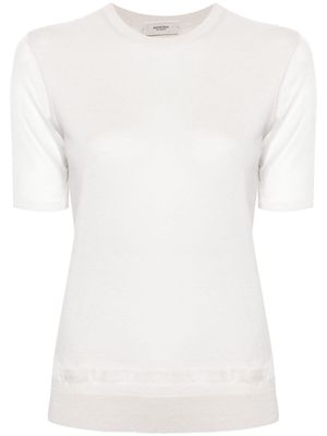 Agnona sheer-panel T-shirt - Neutrals