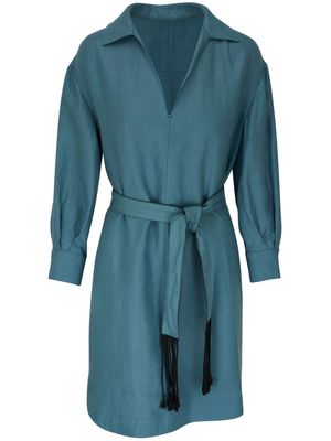 Agnona tie-waist linen midi dress - Blue