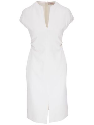 Agnona V-neck cotton-bend midi dress - White