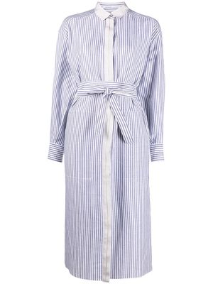 Agnona vertical stripe-print shirt dress - Blue