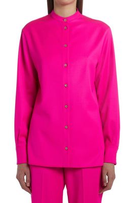 Agnona Wool Gabardine Button-Up Shirt in C49-Fucsia