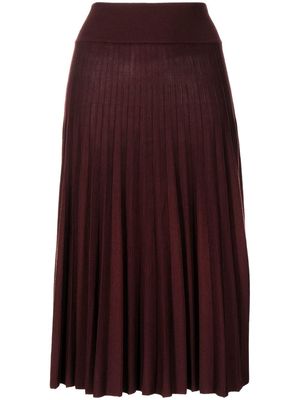 Agnona wool-silk blend pleated skirt - Red