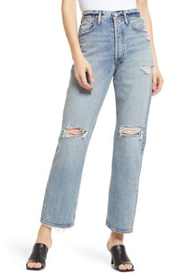 AGOLDE '90s Distressed Straight Leg Organic Cotton Jeans in Isolate