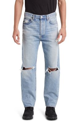 AGOLDE '90s Ripped Straight Leg Organic Cotton Jeans in Threadbare