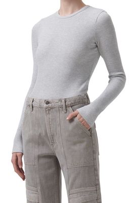 AGOLDE Alma Shrunken Long Sleeve Top in Brushed Grey Heather